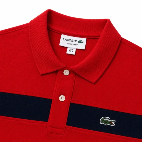 Red Polo Shirt for men pakistan 2 Ribbed collar detail on red piqué cotton polo shirt - Global Hub Pakistan