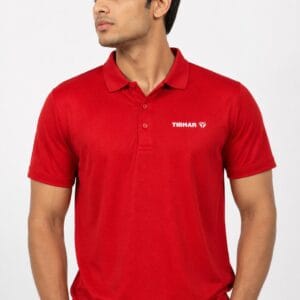 Tibhar dry fit red polo shirt worn by man Pakistan