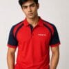 Tibhar Red and Navy Dry fit Polo shirt Tibhar Polo Shirt for Men — Dry Fit Sports — Red and Navy