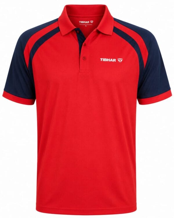 Tibhar Red and Navy Polo dry fit 1 Tibhar Polo Shirt for Men — Dry Fit Sports — Red and Navy