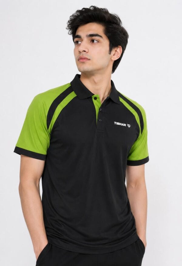 WhatsApp Image 2026-07-14 at 3.55.36 PM Tibhar Polo Shirt For Men- Cotton Sportswear- Black and Green