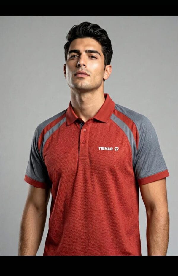 Tibhar Polo Shirt For Men-Dry Fit Sportswear-Rust and Grey