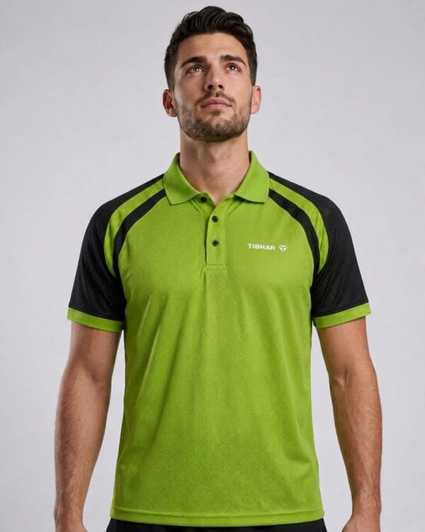 Tibhar Polo Shirt for Men — Dry Fit Sports — Green and Black