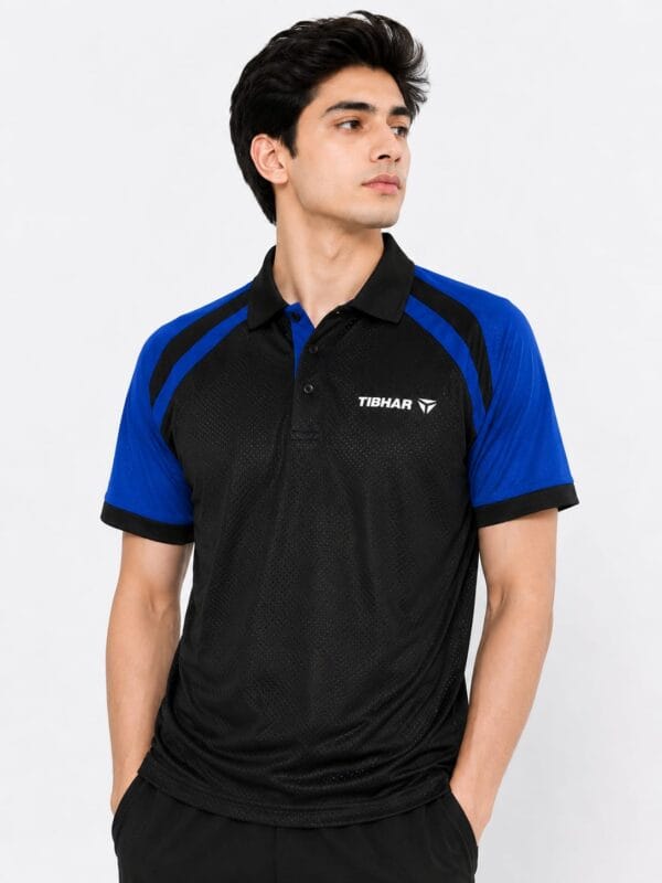 WhatsApp Image 2026-07-16 at 12.45.26 PM Tibhar Polo Shirt for Men — Dry Fit Sports — Black and Blue