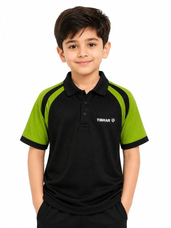 Tibhar Polo Shirt-Kids-Dry Fit Sportswear Black & Green