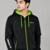 Tibhar training jacket Pakistan black hooded full zip neon green