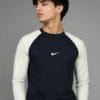 Full sleeve dry fit model Man wearing navy and lime dry fit raglan full sleeve shirt Pakistan - Global Hub