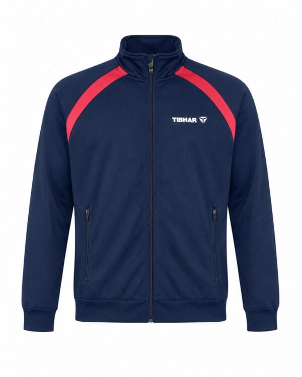 Kids zip up jacket navy and red Navy kids zip up jacket with red shoulder panels, Tibhar