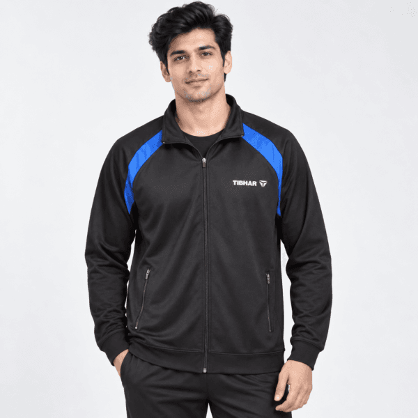 Black and Blue Training Jacket Plus size training jacket in navy with red raglan shoulder panel, full zip front