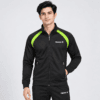 Black and Green Slim Raglan Black full zip track jacket with green shoulder panel and zipped side pockets
