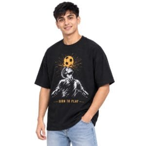 Black foot ball t-shirt Sportlux Plus black football t-shirt, front view on model