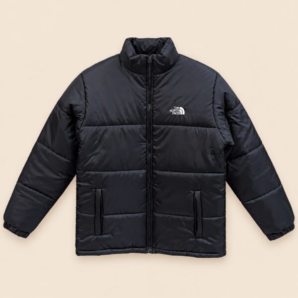 Black Puffer Jacket for Men and Women, Stand Collar
