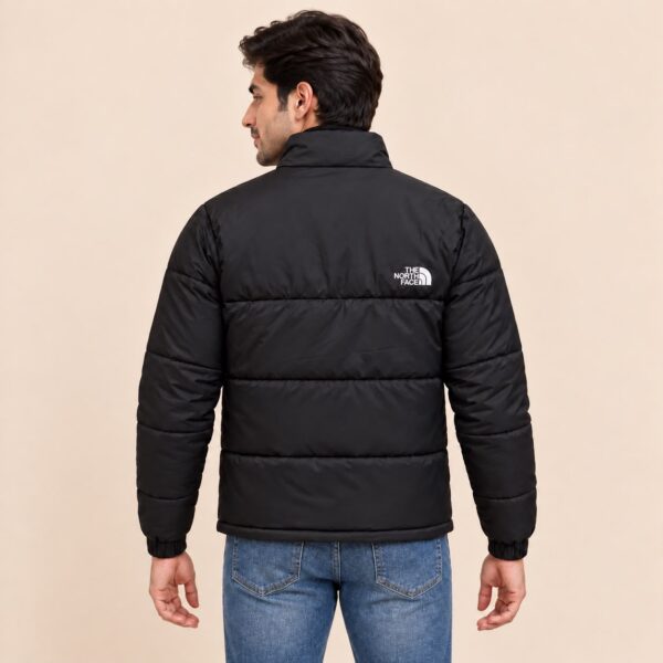 Black Puffer Jacket with model back
