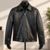 Black Faux Leather Jacket for Men, Quilted Lining