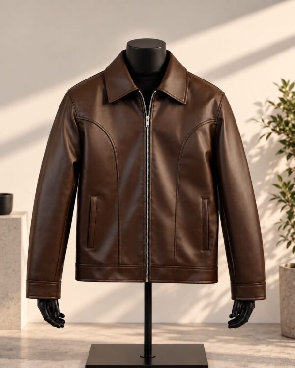 Brown faux leather jacket