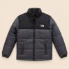 Gray Puffer Jacket for Men and Women, Black Yoke