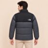 Gray Puffer Jacket with model backside