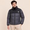Gray puffer Jacket with model front