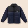 Navy Puffer Jacket for Men and Women, Black Yoke