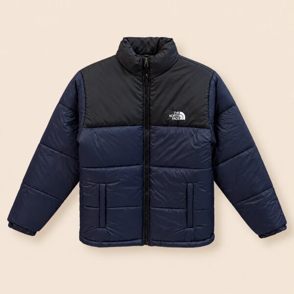 Navy Puffer Jacket for Men and Women, Black Yoke