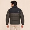Olive Puffer Jacket with model Back side