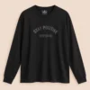 Sportlux Plus black oversized full sleeve t-shirt with tonal STAY POSITIVE KEEP GOING chest print, drop shoulder, rib collar and cuffs, flat lay
