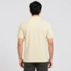 Back view of the Sportlux Plus cream quarter zip polo on a model, level hem covering the waistband, ribbed sleeve bands and side vents